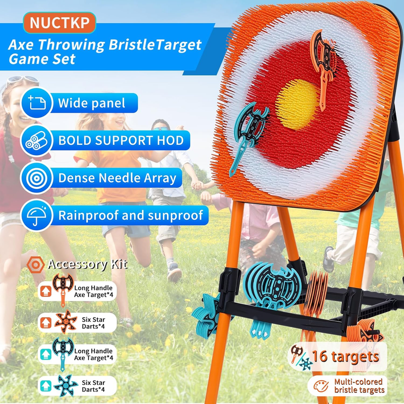 Axe Throwing Game Set Backyard w/ 8 Axes 8 Star Darts Indoor Outdoor Fun1