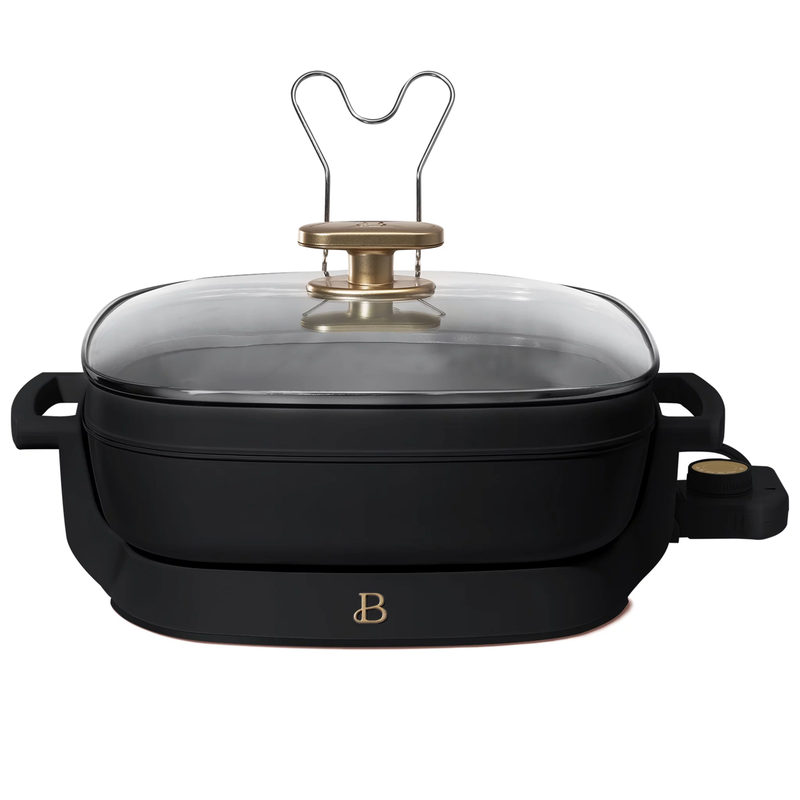 5 in 1 Electric Skillet Expandable to 7 Qt w/ Glass Lid Black Sesame10
