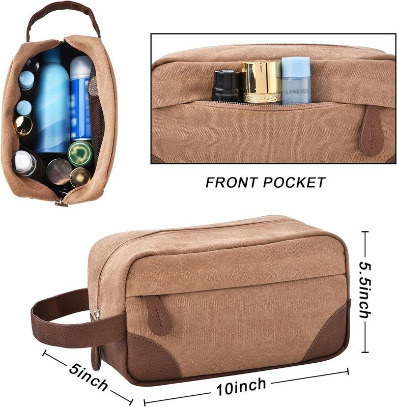 50L Canvas Duffle Bag Coffee w/ Toiletry Bag Travel Gym Weekender Carry On6