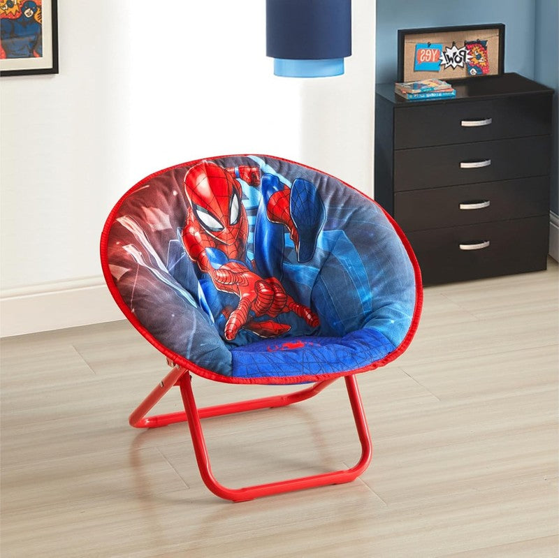 Spider Man 19” Folding Toddler Saucer Chair w/ Cushion Kids 3+4