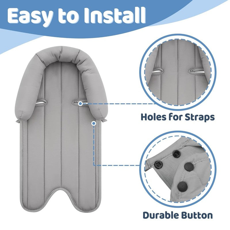 Infant Car Seat Insert Soft Minky 2 in 1 Reversible Baby Body Support Gray/White4