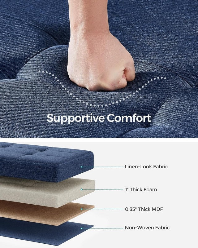 Foldable Storage Ottoman Bench Foot Rest 43'' Bedroom Living Room Midnight Blue3