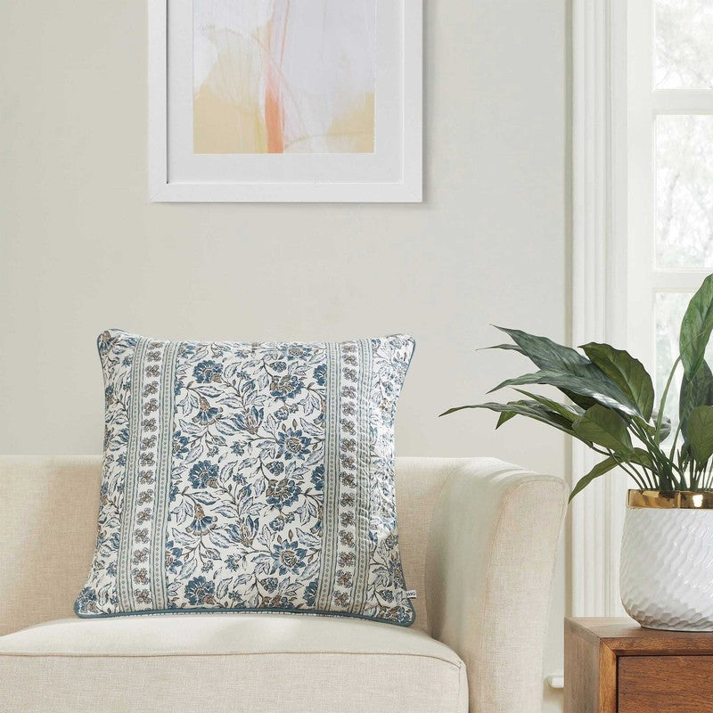 Pillow 2 Pack 20"x20" Blue Floral Reversible Cotton Decorative2