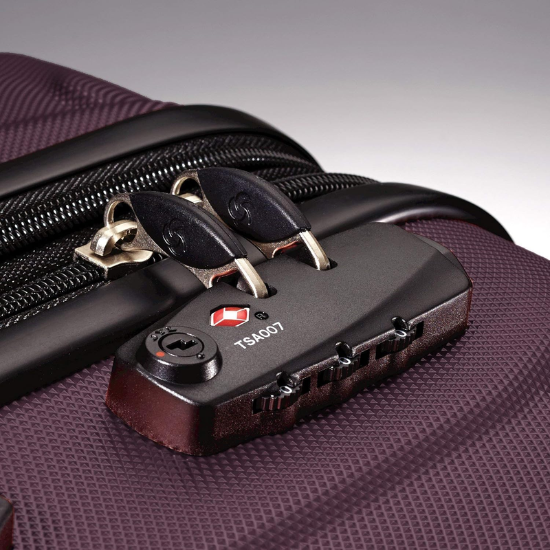 28" Hardside Expandable Luggage Spinner Wheels Checked Suitcase Purple4