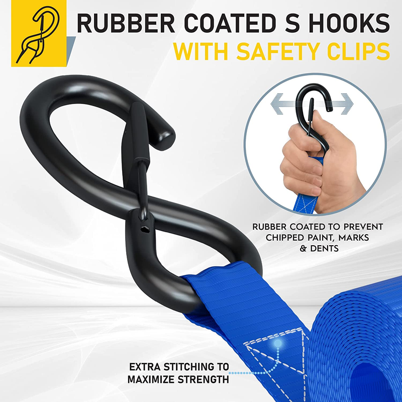 Ratchet Straps Heavy Duty 4 Pack  15 FT   2200 LB Break Strength – with Safety L2