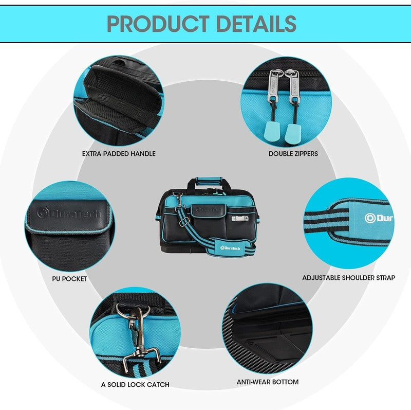 17" Wide Mouth Tool Bag 32-Pocket Organizer Waterproof Molded Base 840D Oxford2