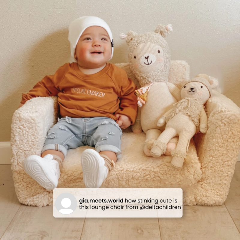 Cozee Flip Out Sherpa 2 In 1 Convertible Chair to Lounger for Kids, Cream11