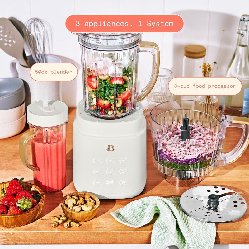 3-In-1 Kitchen System, Blender, Food Processor & Personal Blender, White Icing b1