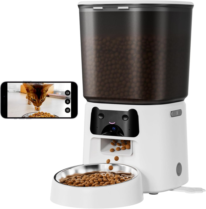 Automatic Cat Feeder with Camera, 4L Wifi Smart Pet Feeder with APP Control, 1080