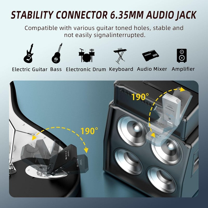 5.8GHz Guitar Wireless System 4 Ch Transmitter Receiver Digital Cordless Bass6