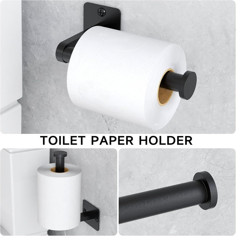 Matte Black Bathroom Accessories Set,  4 Pieces Bathroom Hardware Set, 24 Inch T3