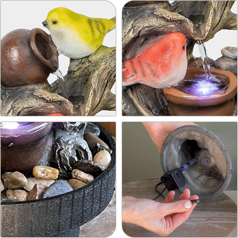 Indoor Tabletop Water Fountain LED Desktop Feng Shui Relaxation Home Decor2