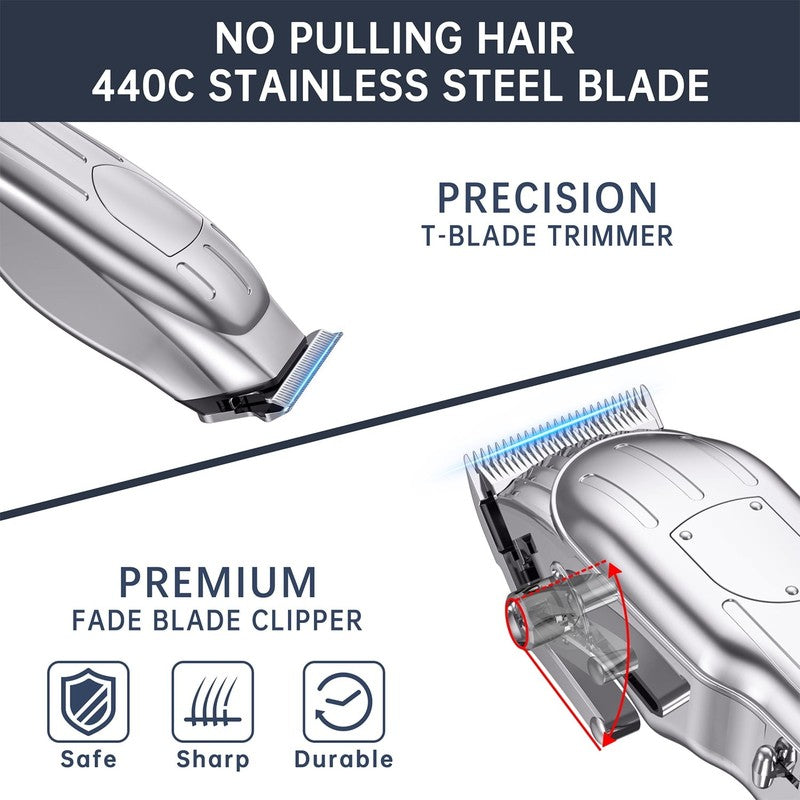 Hair Clippers for Men, Professional Cordless Beard Trimmer Set, Rechargeable Bar5