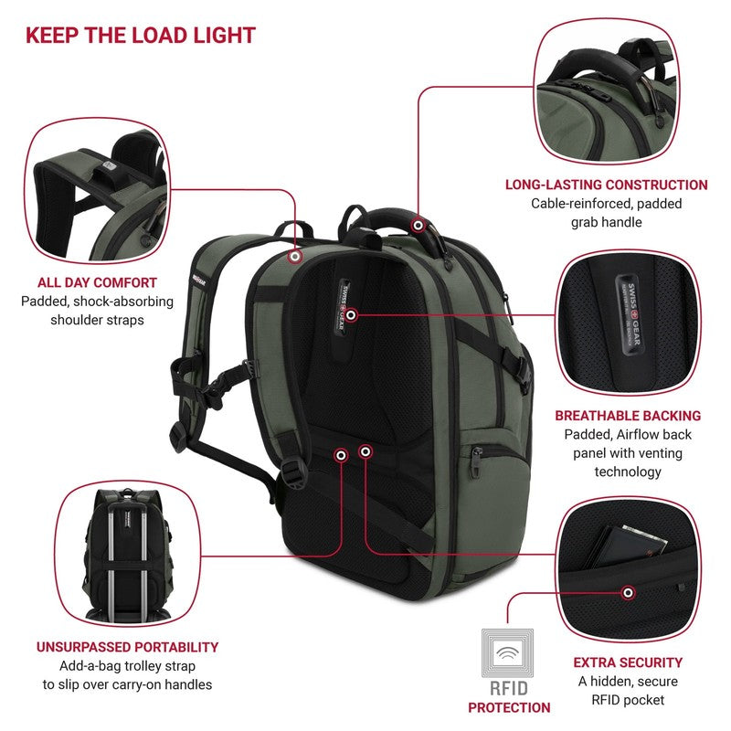 Stride Scansmart Laptop Backpack, Olive Green, Feature Packed for School, Travel4