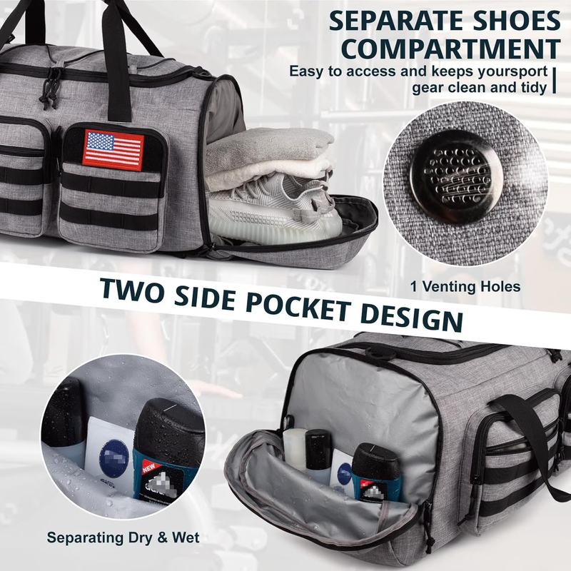 2Pc Travel Duffel Bag Set Waterproof Carry On Weekender w/ Toiletry Bag3