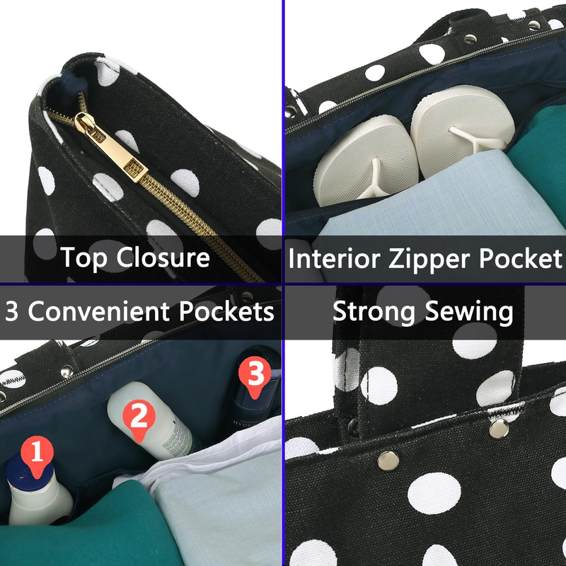 Large Waterproof Beach Tote Bag Canvas Pool Bag Leakproof Wet Pocket3