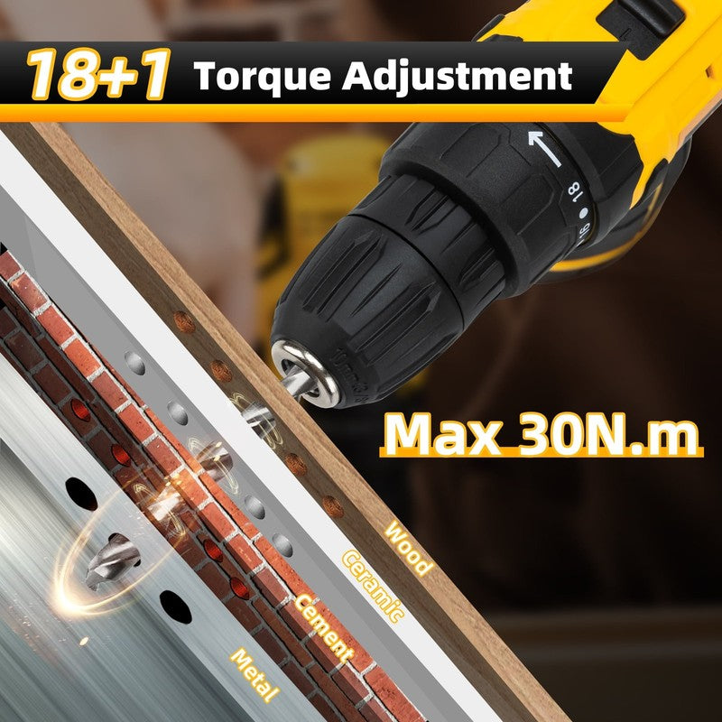 12V Max Lithium-Ion Cordless Impact Drill Driver Kit Electric Screwdriver 2Ah2