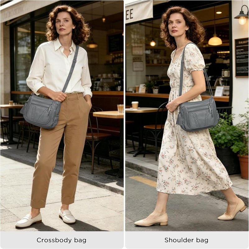 Women Crossbody Bag Tassel PU Leather Shoulder Handbag Purse Pocketbook1