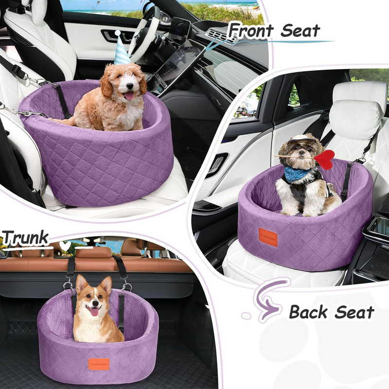 Dog Car Seat for Small Dogs up to 30 Lbs,Ultra Soft Fabric Fill in Comfy Memory 4