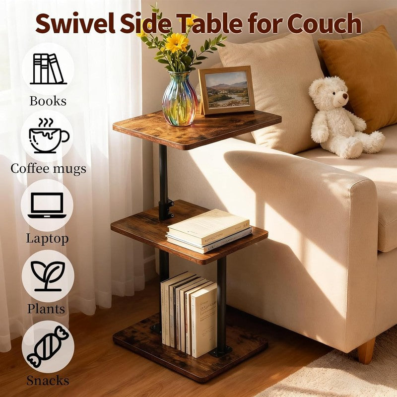 2-Pack Swivel Side Tables Adjustable End Tables with Shelf Small Spaces3