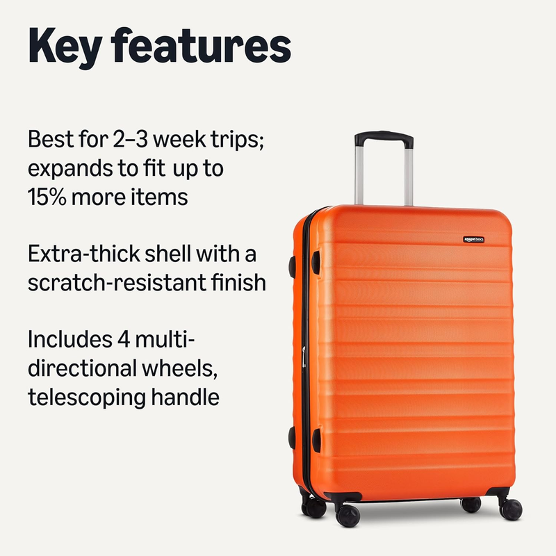 30in Large Checked Hardside Luggage Expandable Spinner Orange1