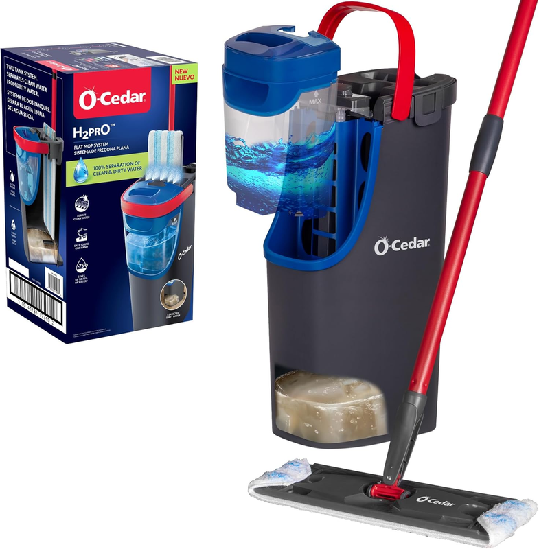 H2Pro Flat Mop System | Quick Clean with Reusable Microfiber Pads0