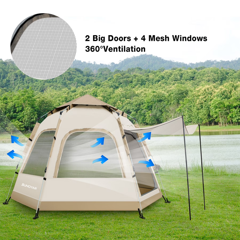 4 6 Person Camping Tent Instant Setup Carry Bag Outdoor Hiking Tent1