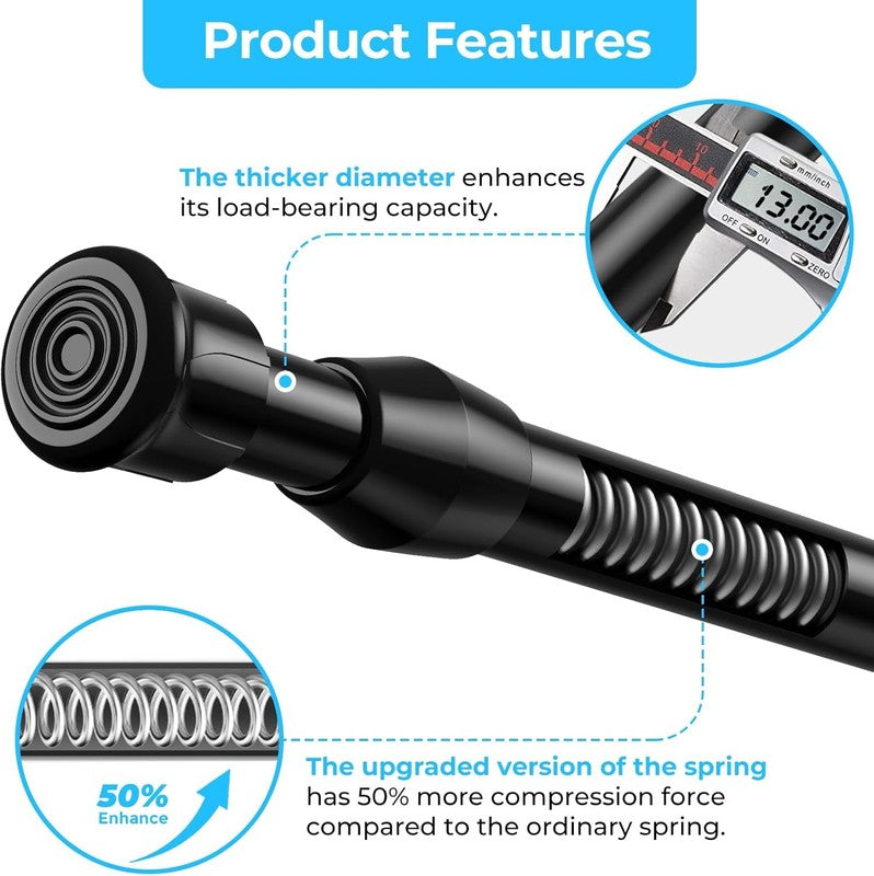 Adjustable 4Pcs Black Tension Rods 16.5-28 Inch for No-Drill Curtains1