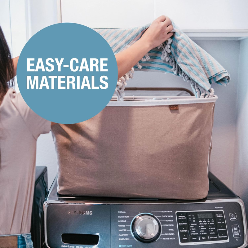 Collapsible Laundry Basket Hamper - LUXE Navy Noir Cream 2Pack 60L - Space Savin4