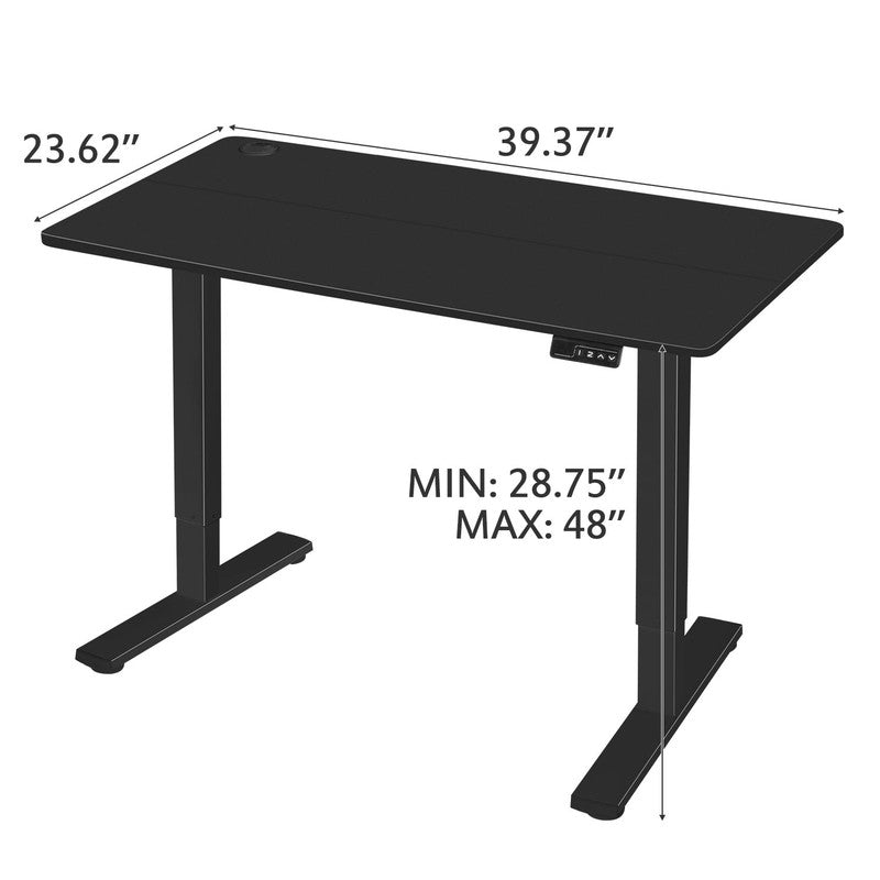 40"×24" Electric Height Adjustable Standing Desk T Shaped Metal Black2