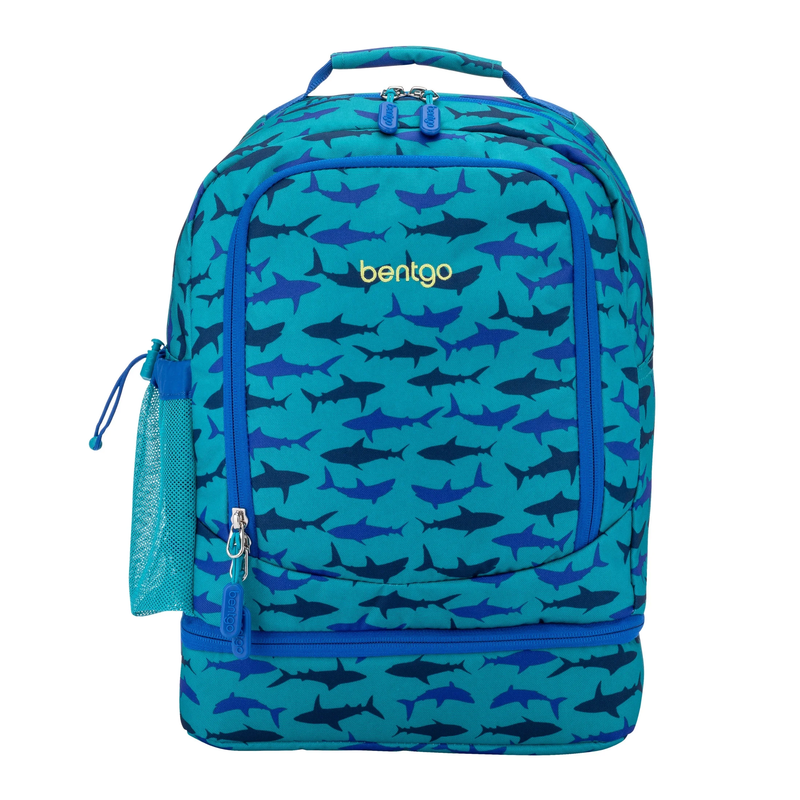 Kids 2 in 1 Backpack Insulated Lunch Bag Set Shark Print Water Resistant School 9