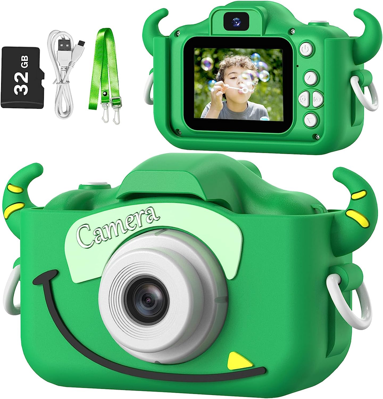 Kids Digital Video Camera Toy w/ Cartoon Cover 32GB SD Card Ages 3 80