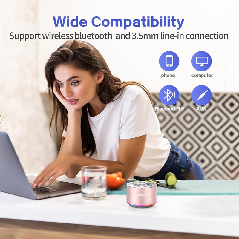 A2 Portable Wireless Bluetooth Speaker with Lights and Lanyard,5W Mini Small Met2