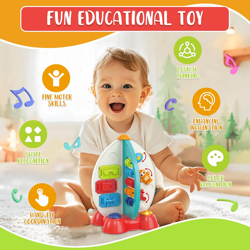 Toddler Space Busy Board Toys, Montessori Toys for 1 Year Old, Activity Cube Toy1