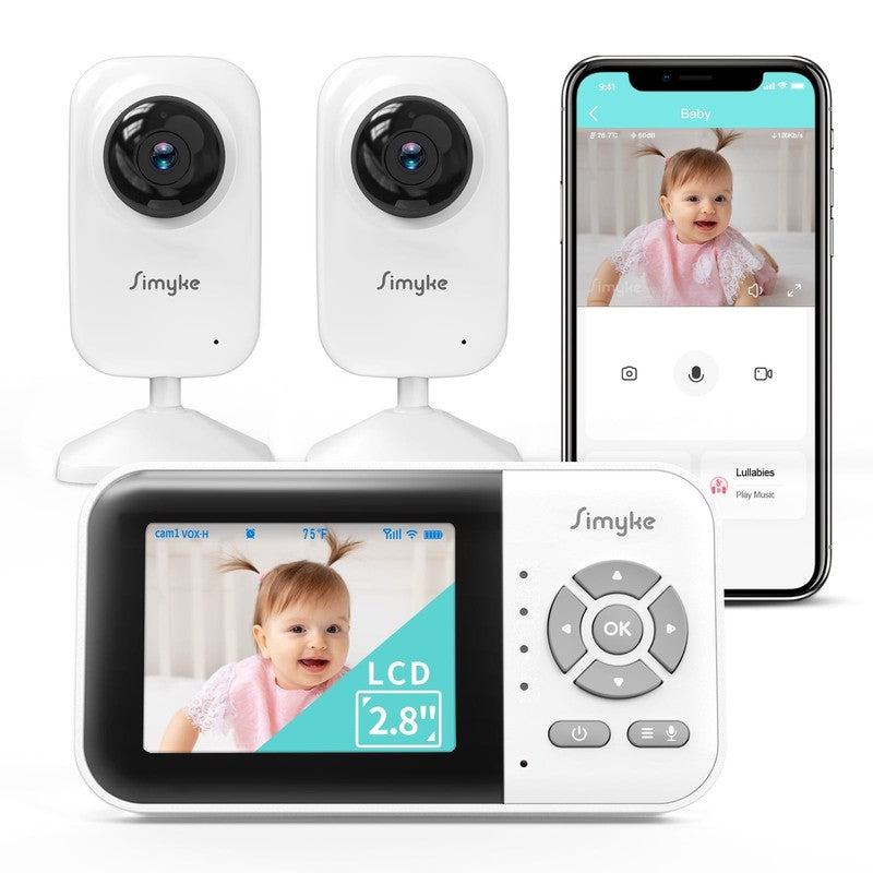 Dual Camera Video Baby Monitor, 2.8" LCD, Wireless, Night Vision, 2-Way Audio, A2
