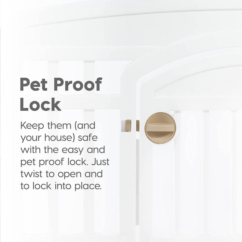 24" 4 Panel Dog Playpen w/ Door 35x35x24 Indoor Pet Fence Small Puppies White3