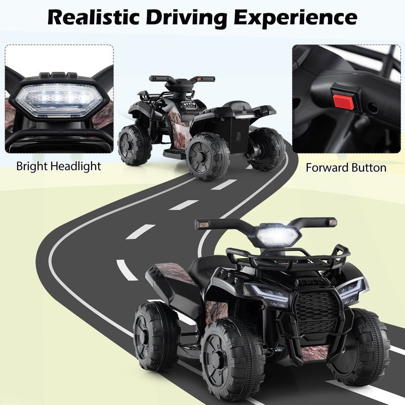 6V Kids ATV Quad Electric Ride on Car Toy Toddler W/Led Light&Mp3 Black4