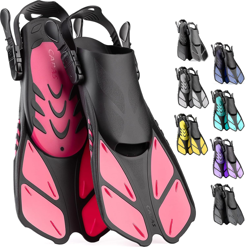 Travel Size Snorkel Fins Adjustable Open Heel Swim Fins for Diving Snorkeling11