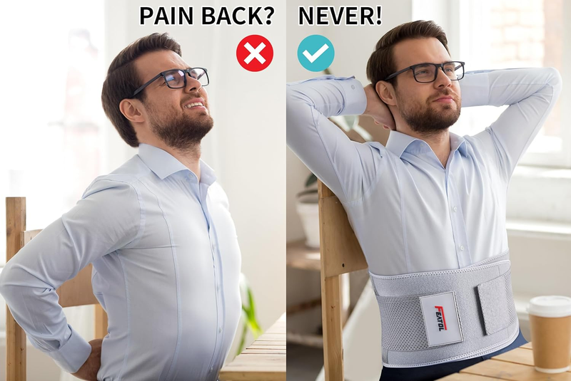 Back Brace Lumbar Support Belt Lower Back Pain Relief Breathable Gray L/XL6