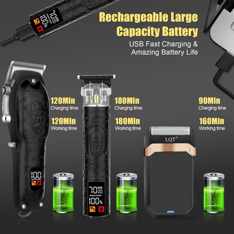 Cordless Hair Clipper Set for Men - Grooming Kit & Beard Trimmer (Black)3