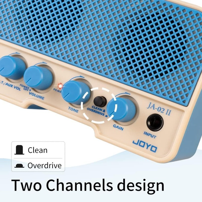 JA-02 II Mini Guitar Amp, 5W Bluetooth Rechargeable Practice Amplifier (Blue)3