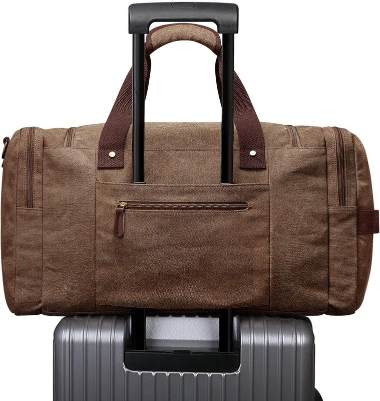 45L Canvas Duffle Bag Travel Weekender Overnight w/ Shoes Compartment Men6