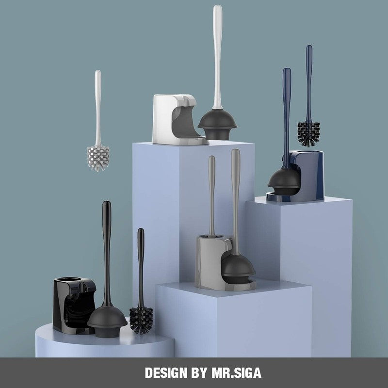 Toilet Plunger and Bowl Brush Combo for Bathroom Cleaning, Gray, 1 Set1
