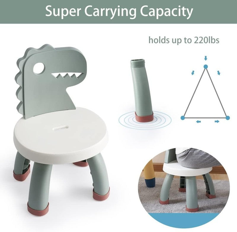Toddler Dino Chair Plastic Kids Chair Ergonomic Step Stool Indoor Outdoor Green4