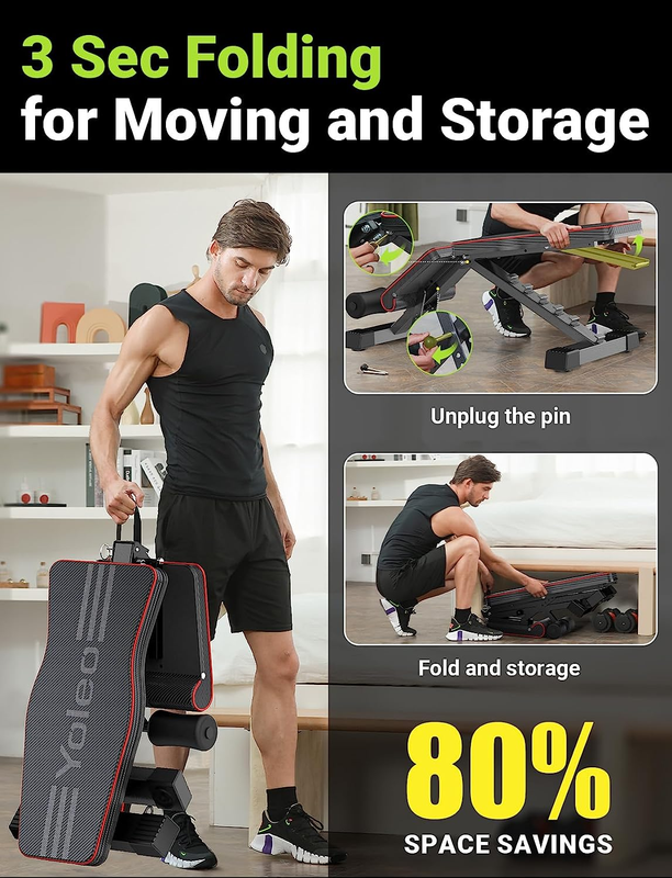 Yoleo Adjustable Weight Bench for Full Body Workout; Foldable Bench Press Bench4