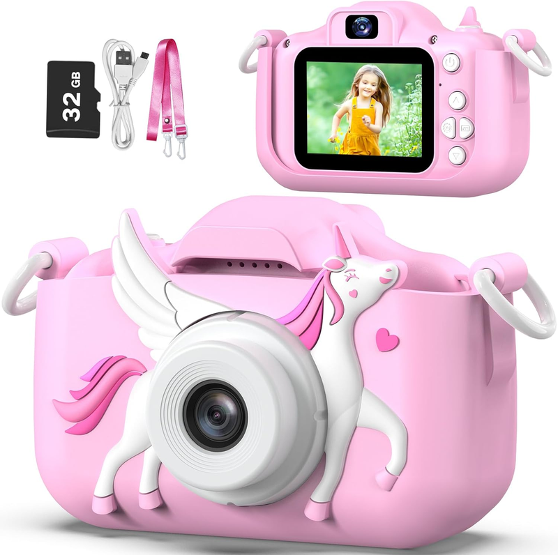 Kids Selfie Digital Camera Toy w/ Protective Cover 32GB SD Card Ages 3 98