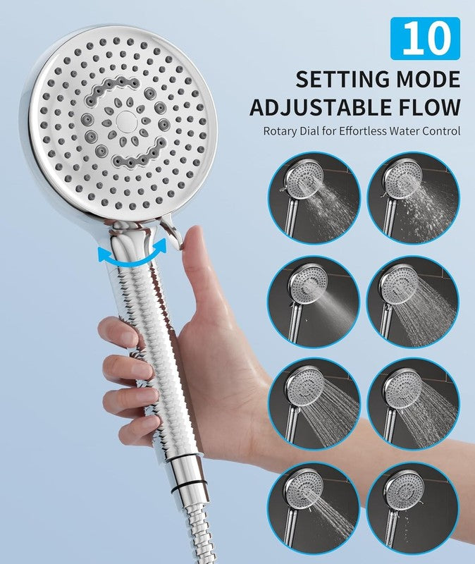 Filtered Shower Head Handheld 10 Spray Modes High Pressure Chrome w/ 2 Filters6