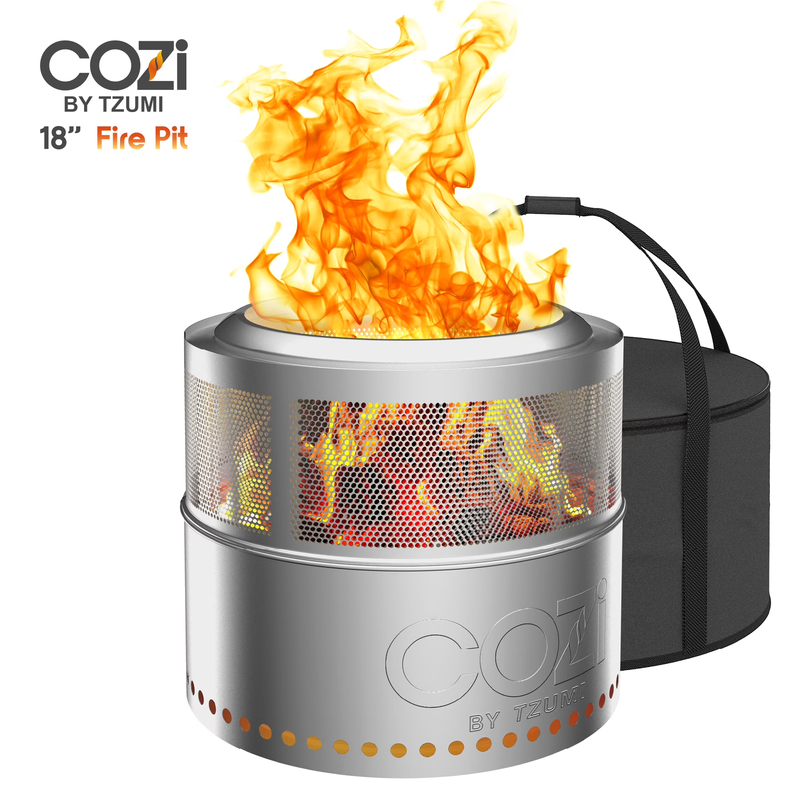 Smokeless Fire Pit Stainless Steel Portable Fire Pit with Carry Bag, 18”0