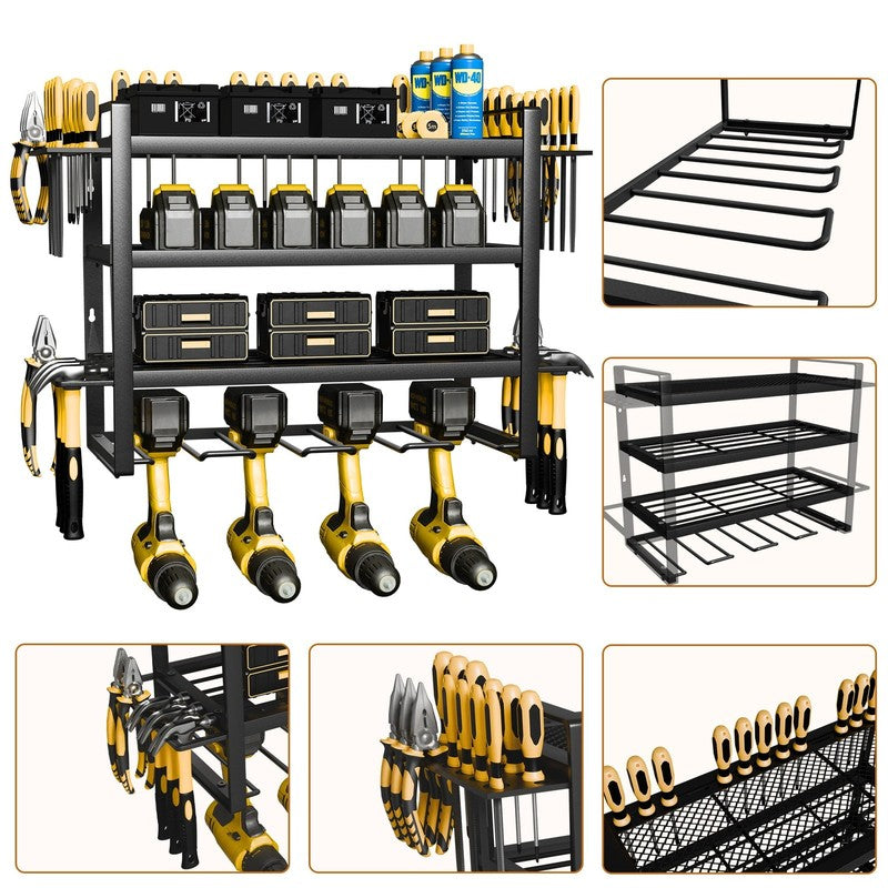 Power Tool Organizer Wall Mount, 4 Layers Storage Rack with 4 Drill Holders Hold5