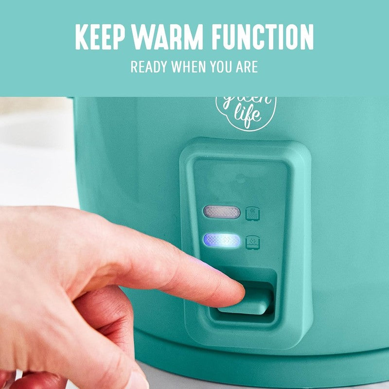 Rice Cooker 3-Cup PFAS-Free Ceramic Removable Pot Turquoise8